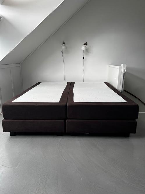 Gebruikte boxspring bruin 190x220, Huis en Inrichting, Slaapkamer | Boxsprings, Gebruikt, Overige maten, 220 cm, Tweepersoons