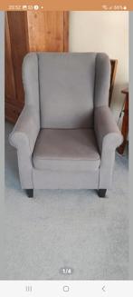 Twee grijze stoffen oorfauteuils, Ophalen, Gebruikt, Klassiek, 75 tot 100 cm