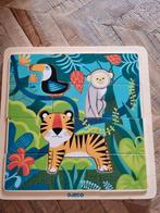 Djeco houten puzzel jungle, Ophalen of Verzenden, 10 tot 50 stukjes, Zo goed als nieuw