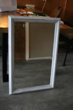 853 Witte houten facet gelepen spiegel 45 x 95 cm, Minder dan 50 cm, Ophalen of Verzenden, Zo goed als nieuw, Minder dan 100 cm