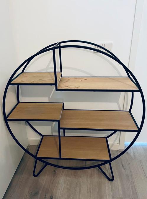 Ronde wandkast met houten planken, Huis en Inrichting, Woonaccessoires | Wandplanken en Boekenplanken, Gebruikt, Ophalen