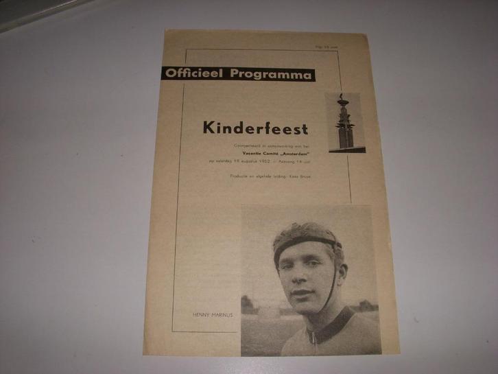 Officieel programma Kinderfeest Olympisch Stadion A'dam 1962, Verzamelen, Sportartikelen en Voetbal, Gebruikt, Boek of Tijdschrift
