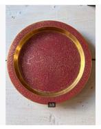Koperen bord onderzetter blad, bewerkt met emaille 20 cm, Antiek en Kunst, Ophalen of Verzenden