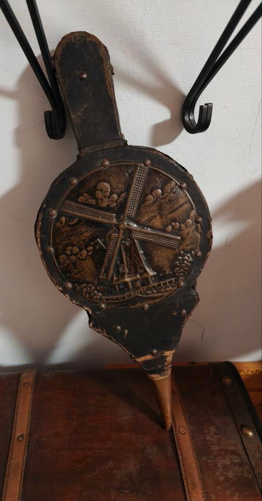 Oude blaasbalg met molen afbeelding, Antiek en Kunst, Ophalen of Verzenden