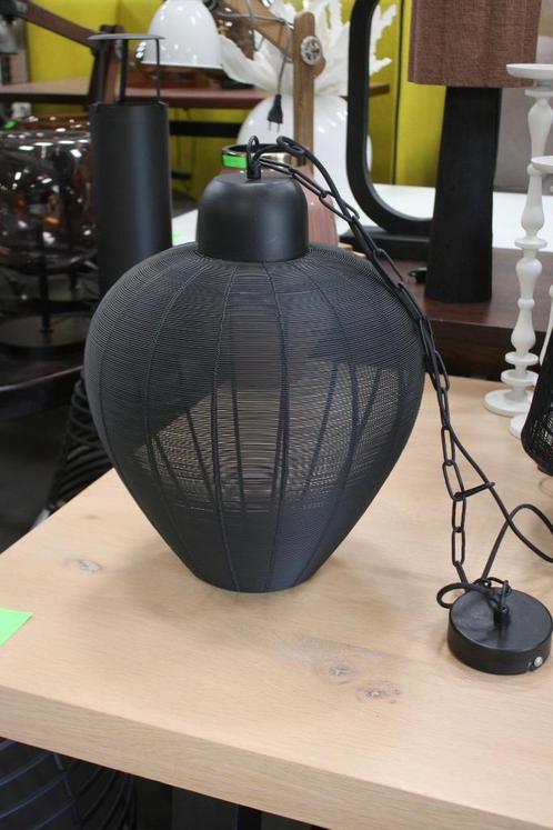 2 x zwarte ronde open hanglamp metaal draadlamp, Huis en Inrichting, Lampen | Hanglampen, Zo goed als nieuw, Minder dan 50 cm