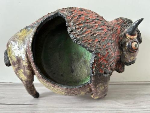 Joop Cock wandsculptuur bison keramiek, Antiek en Kunst, Antiek | Keramiek en Aardewerk, Ophalen of Verzenden