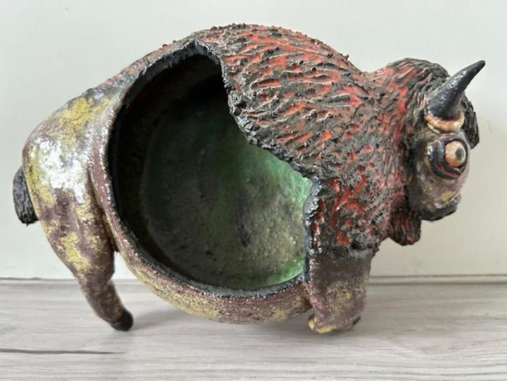 Joop Cock wandsculptuur bison keramiek, Antiek en Kunst, Antiek | Keramiek en Aardewerk, Ophalen of Verzenden