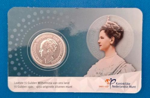 Coincard halve gulden Wilhelmina 1929, Postzegels en Munten, Munten | Nederland, Losse munt, ½ gulden, Koningin Wilhelmina, Ophalen of Verzenden