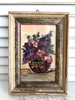 Antiek klein olieververf schilderij bloemen op paneel 18x13, Antiek en Kunst, Kunst | Schilderijen | Klassiek, Ophalen