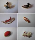 Diverse vintage broches / emaille anker trein eend vogel, Ophalen, Zo goed als nieuw, Goud, Overige materialen