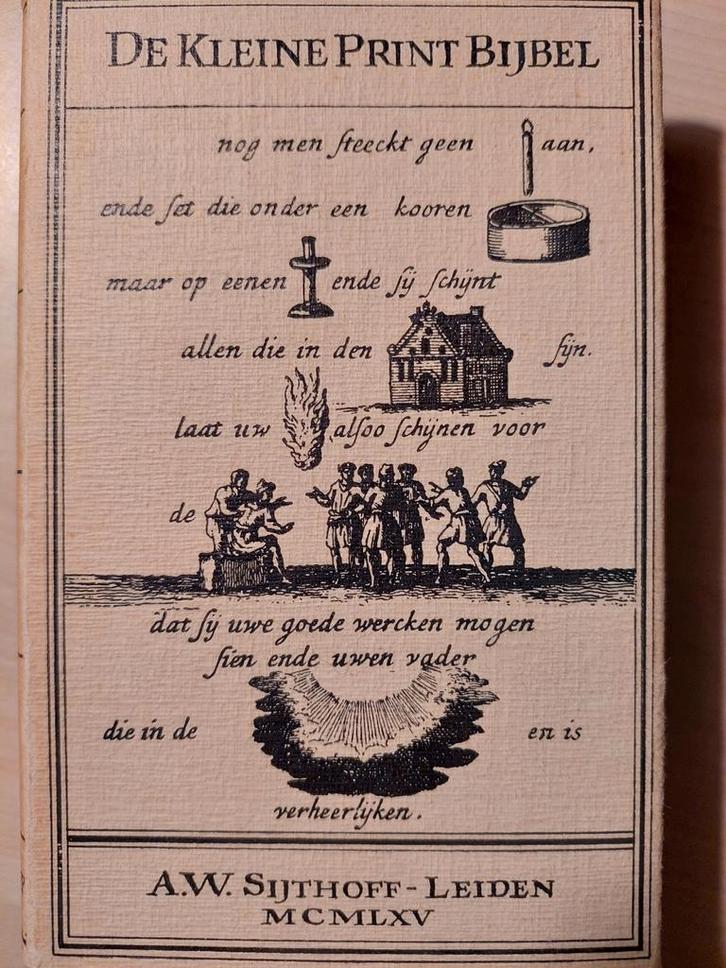 De Kleine Print Bijbel 1736 - A.W. Sijthoff, Antiek en Kunst, Antiek | Boeken en Bijbels, Ophalen of Verzenden