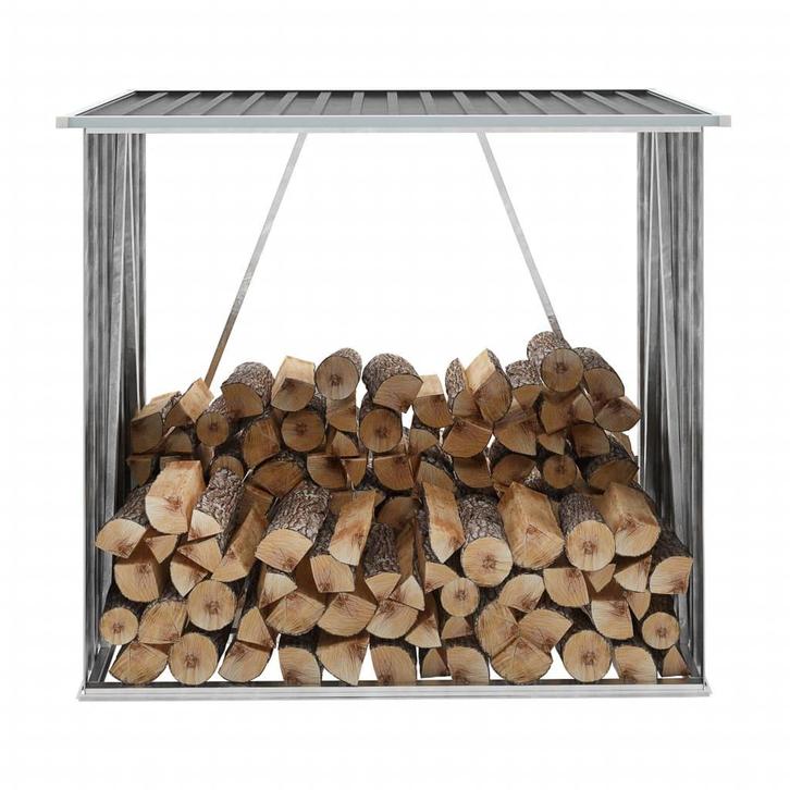 Haardhoutschuur 163 cm van gegalvaniseerd staal [ NIEUW ], Tuin en Terras, Haardhout, Minder dan 3 m³, Ophalen