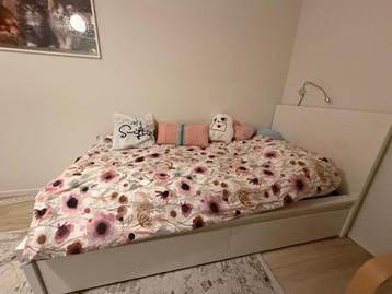 IKEA Malm Bedonderstel hoog wit met matras
