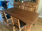 Houten Ikea eettafel met 4 Jokkmokk stoelen, Ophalen, Gebruikt, Robuust, 4 tot 6 stoelen