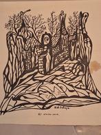 Houtsnede Riek Schagen - Saartje uit swiebertje, Ophalen of Verzenden, Gebruikt, Houten stempel