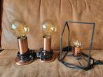 Set van 3 (Industriële) Lampen, Ophalen, Zo goed als nieuw, Glas, Minder dan 50 cm