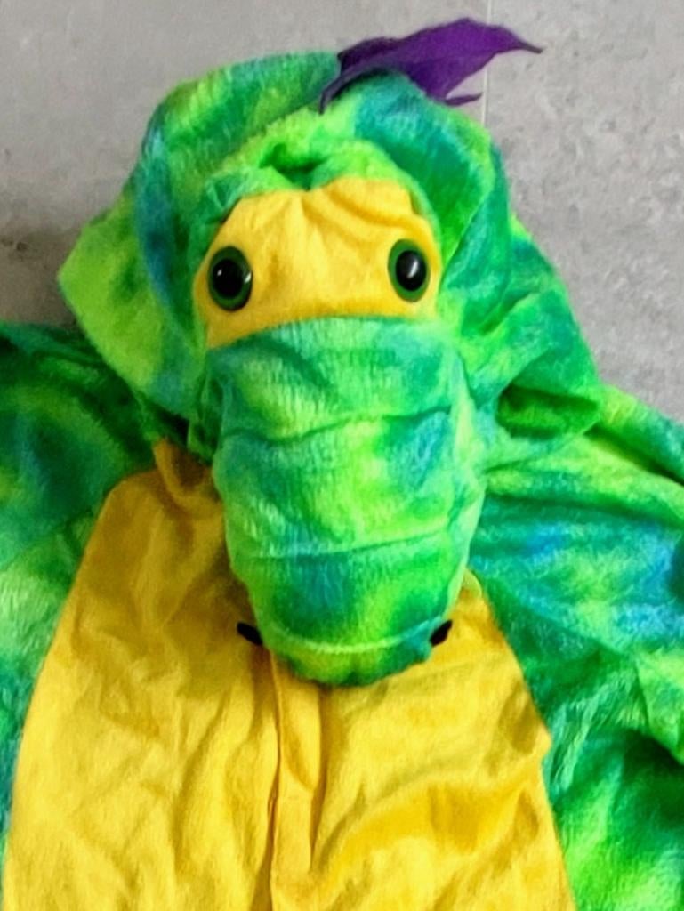 Groen Draken Onesie - Maat 128, Kinderen en Baby's, Carnavalskleding en Verkleedspullen, Ophalen of Verzenden, Zo goed als nieuw