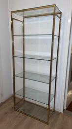 vitrine kast van messing en glas, Huis en Inrichting, Gebruikt, 50 tot 100 cm, Glas, 150 tot 200 cm