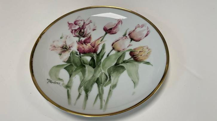20 Bordjes met Tulpen en Gouden Rand - Set Compleet, Huis en Inrichting, Keuken | Servies, Nieuw, Bord(en), Overige stijlen, Ophalen