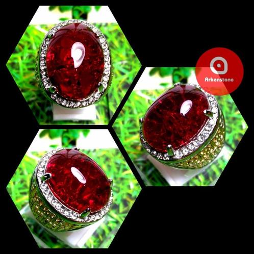 Ring met Grote, Hoogwaardige Rode Siam-Agaatsteen CAR18, Sieraden, Tassen en Uiterlijk, Ringen, Nieuw, Heer, Rood, Overige materialen
