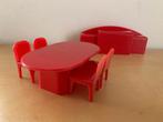 Poppenhuis meubelsetje, rood plastic, 6-delig, Ophalen of Verzenden, Gebruikt, Poppenhuis