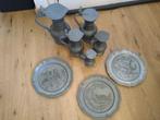 6  tinnen eikel kannen en 3 wand borden, Ophalen of Verzenden