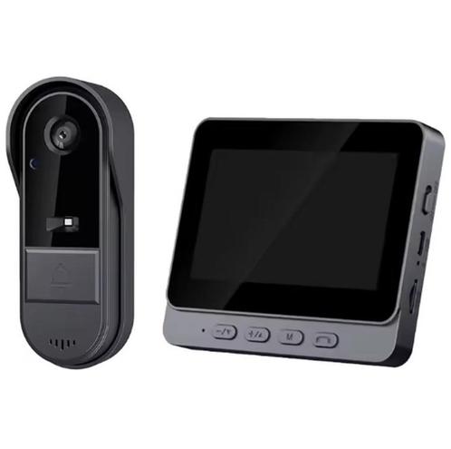 Draadloze Video Deurbel met 4.3” Scherm ( monitor ), Huis en Inrichting, Deurbellen, Nieuw, Draadloos, Ingebouwde camera, Terugspreekfunctie