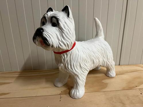 Westie hondenbeeld wit met zwart en halsband nieuw, Verzamelen, Beelden en Beeldjes, Nieuw, Dier, Ophalen