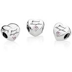 Pandora bedel Kleindochter zilver met roze zirkonia hartje, Pandora, Nieuw, Ophalen of Verzenden, 1 bedel
