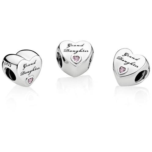 Pandora bedel Kleindochter zilver met roze zirkonia hartje, Sieraden, Tassen en Uiterlijk, Bedels, Nieuw, Pandora, Zilver, 1 bedel