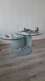 Glazen salontafel met uniek design, Ophalen, Gebruikt, 50 tot 100 cm, Rond