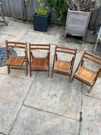 4 Vintage Kinderklapstoeltjes van hout, Ophalen, Gebruikt, Bruin, Vier
