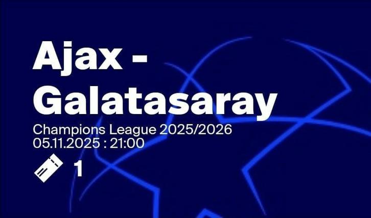 Ajax - Galatasaray 1 Ticket in Vak 418 Naast uitvak!!!, Tickets en Kaartjes, Sport | Voetbal, Eén persoon, November, Losse kaart