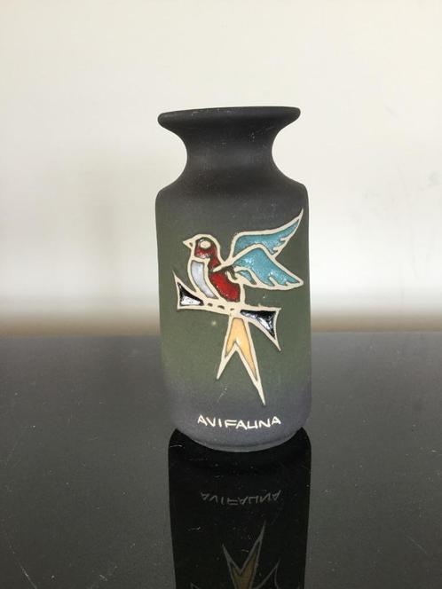 Avifauna vaasje met reliëf vogel – uniek keramiekstuk, Verzamelen, Retro, Huis en Inrichting, Ophalen of Verzenden