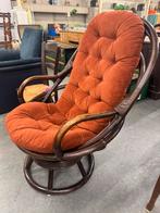 Vintage rotan Manou draaistoel, Huis en Inrichting, Fauteuils, Ophalen, Gebruikt, Nvt, Nvt