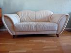 Tweezitsbank geel leer, Ophalen, Gebruikt, 150 tot 200 cm, Tweepersoons