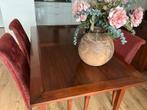 Eethoek massief kersenhout met 4 stoelen, Ophalen, Gebruikt, 50 tot 100 cm, 100 tot 150 cm