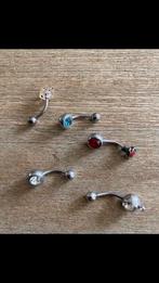 Navelpiercings met strass - 5 stuks, Navelpiercing, Staal, Ophalen of Verzenden, Zo goed als nieuw