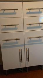 Hoogglans witte ladekast en deurtjes, Gebruikt, Wit, Ophalen of Verzenden, Minder dan 100 cm