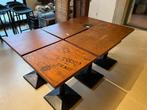6x houten cafétafels met zwarte poot - ook per stuk, 50 tot 100 cm, Gebruikt, Vier personen, Overige houtsoorten