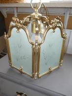 Brocante hanglamp goud/glas, Antiek en Kunst, Ophalen of Verzenden