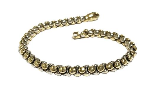 Monzario Bicolor Gouden Popcorn Schakel Armband - 16 g, Sieraden, Tassen en Uiterlijk, Armbanden, Zo goed als nieuw, Goud, Goud