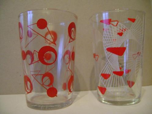4 Vintage Longdrinkglazen met diverse afbeeldingen, Verzamelen, Retro, Huis en Inrichting, Ophalen of Verzenden