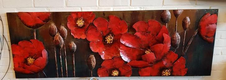 KLAPROZEN / SCHILDERIJ / METAAL / opruiming !!, Huis en Inrichting, Woonaccessoires | Schilderijen, Tekeningen en Foto's, Nieuw