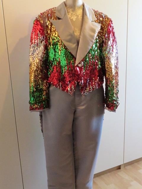 Carnaval Slipjas met pantalon en glitterhoed, Carnaval, Maat 48/50 (M), Nieuw, Ophalen of Verzenden