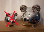 Spaarvarken zilver metallic, Ophalen of Verzenden, Zo goed als nieuw, Metaal of Blik, Dier