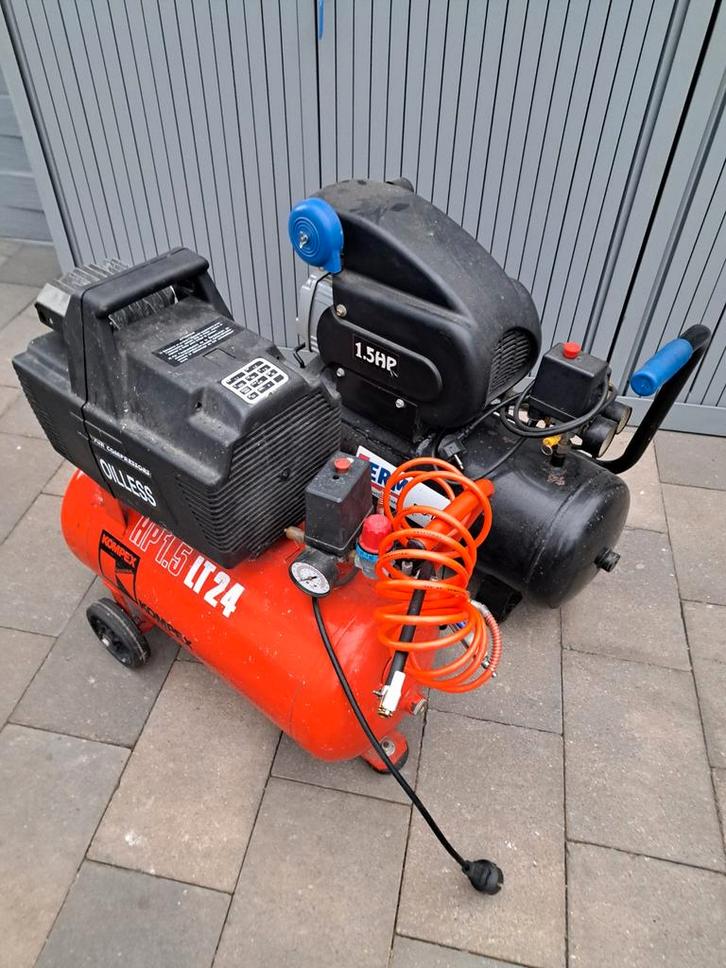 2 Compressoren - Ferm & Kompex - 1.5 PK, Doe-het-zelf en Verbouw, Compressors, Ophalen of Verzenden
