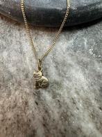 14k Gouden Kinderketting met Kat Hanger, Ophalen of Verzenden, Zo goed als nieuw, Goud, Met hanger