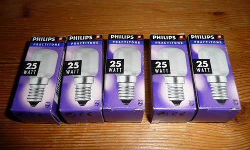 lampjes 5 stuks Philips Practitone 25 watt, Huis en Inrichting, Lampen | Losse lampen, Nieuw