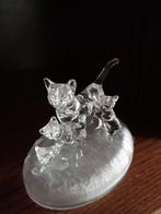 Kristallen kat met kittens., Antiek en Kunst, Antiek | Glas en Kristal, Ophalen of Verzenden